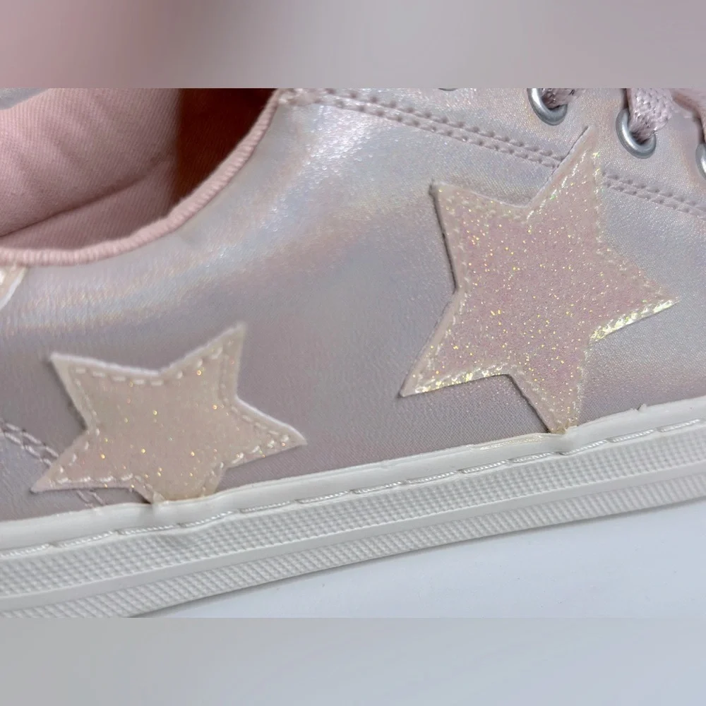 The Children's Place Girls Glitter Star Low Top Pink Sneakers (SH94)